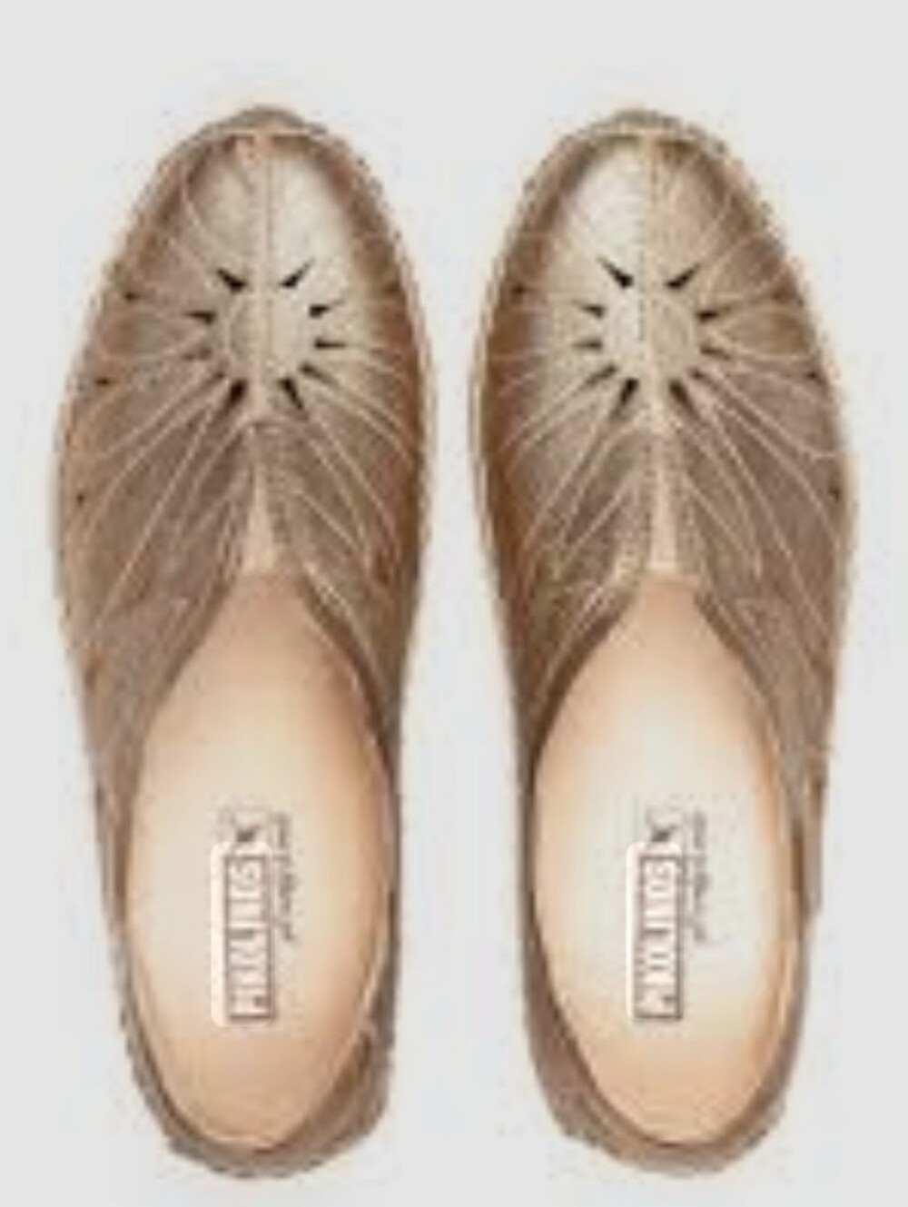 PIKOLINOS Metallic Beige Cutout Ballet Flats Comfort Soft Size 41 Or 10
